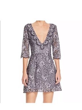 NWT For Love & Lemons Theodora Lace Mini Dress - Grey/Black - Size L